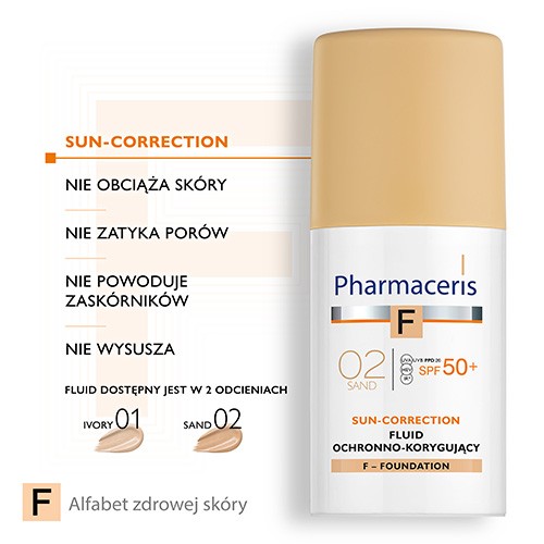 Zdjęcie produktu - 3 PHARMACERIS F Fluid ochronno-korygujący SPF 50+ (Kolor SAND 02), 30 ml