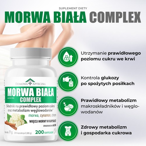 Miniaturka artykułu - #1 Domowa Apteczka Morwa Biała Complex, 200 kaps.