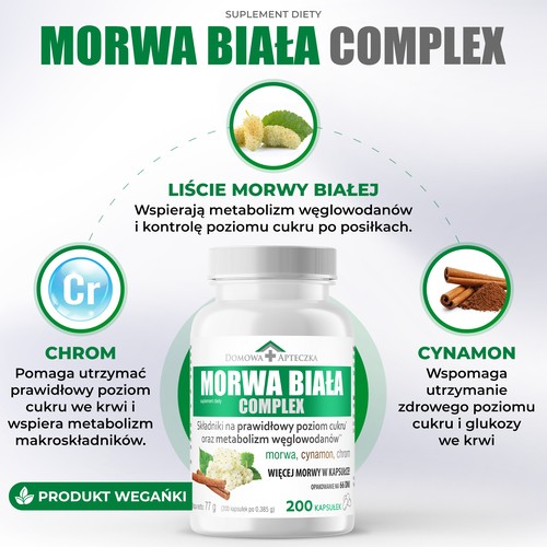 Zdjęcie produktu - 2 Domowa Apteczka Morwa Biała Complex, 200 kaps.