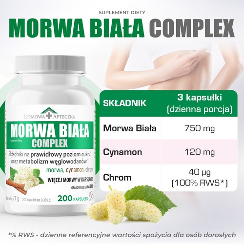 Zdjęcie produktu - 3 Domowa Apteczka Morwa Biała Complex, 200 kaps.