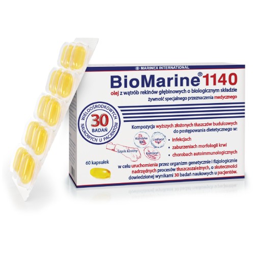 Miniaturka artykułu - #0 BIOMARINE 1140 olej z wątroby rekin&oacute;w głębinowych, 60 kaps.