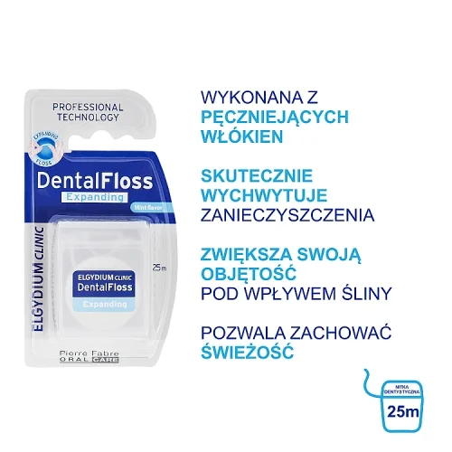 #1 – ELGYDIUM CLINIC DentalFloss - nić dentystyczna pęczniejącą, 25m