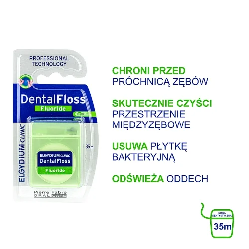 #1 – ELGYDIUM CLINIC Dental Floss Nić dentystyczna z fluorem miętowa, 35m