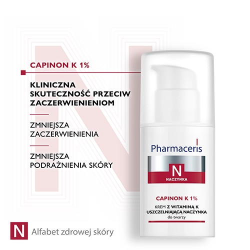 Zdjęcie produktu - 2 Pharmaceris N Capinon K 1% Krem z witaminą K uszczelniający naczynka, 30 ml