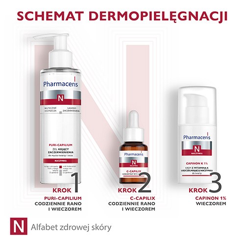 Zdjęcie produktu - 3 Pharmaceris N Capinon K 1% Krem z witaminą K uszczelniający naczynka, 30 ml
