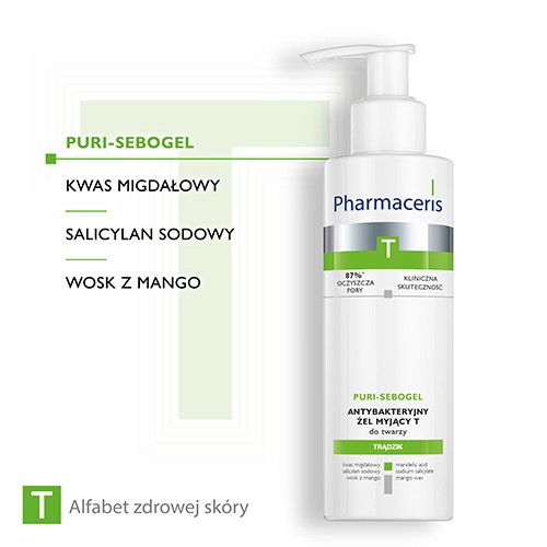 Miniaturka artykułu - #1 PHARMACERIS T Puri-Sebogel żel myjący do twarzy, 190 ml