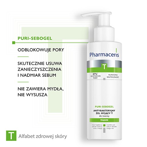 Zdjęcie produktu - 2 PHARMACERIS T Puri-Sebogel żel myjący do twarzy, 190 ml