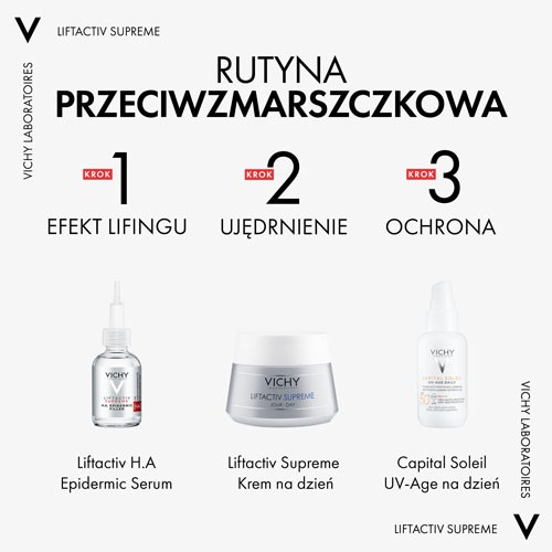 Miniaturka artykułu - #1 Vichy Liftactiv Przeciwzmarszczkowy krem ujędrniający z kwasem hialuronowym do cery normalnej i mieszanej, 50 ml