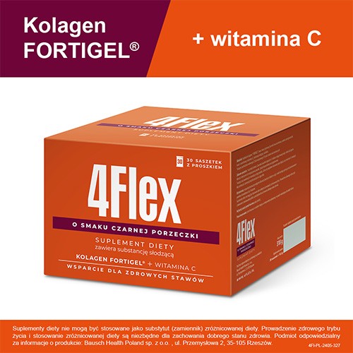 Miniaturka artykułu - #0 4Flex Kolagen o smaku czarnej porzeczki, 30 sasz.