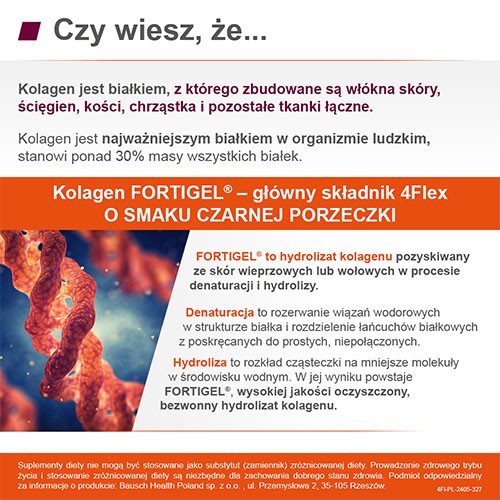 Miniaturka artykułu - #1 4Flex Kolagen o smaku czarnej porzeczki, 30 sasz.