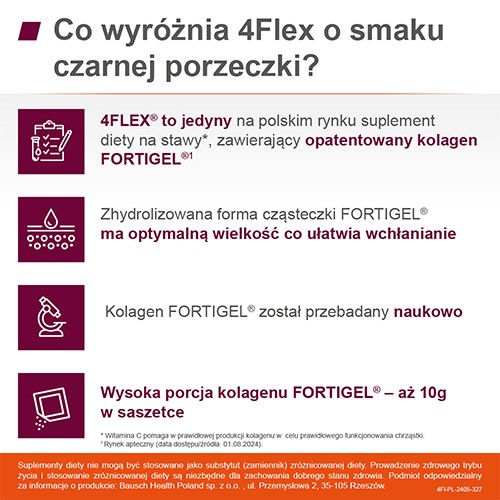 Zdjęcie produktu - 2 4Flex Kolagen o smaku czarnej porzeczki, 30 sasz.
