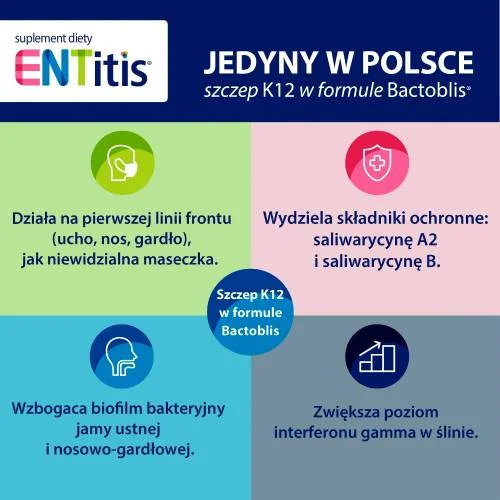 #3 – ENTitis do ssania truskawkowy - zmniejsza ryzyko infekcji ucha, nosa i gardła - 30 pastylek