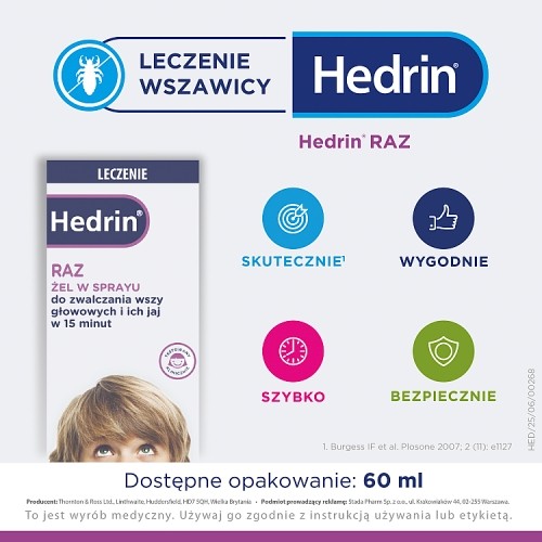 Miniaturka artykułu - #0 Hedrin Raz żel w sprayu, 60ml