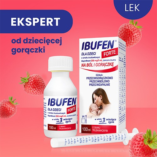 Miniaturka artykułu - #0 IBUFEN dla dzieci Forte Smak truskawkowy, 40 ml