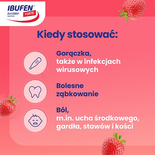 Zdjęcie produktu - 2 IBUFEN dla dzieci Forte Smak truskawkowy, 40 ml