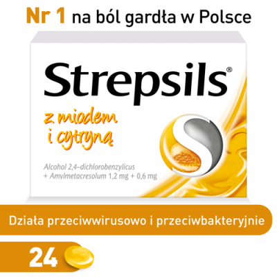 Miniaturka artykułu - #0 Strepsils mi&oacute;d + cytryna - 24 pastylki
