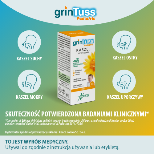 Miniaturka artykułu - #1 GrinTuss Pediatric Syrop - 128 g - syrop dla dzieci na kaszel suchy i mokry