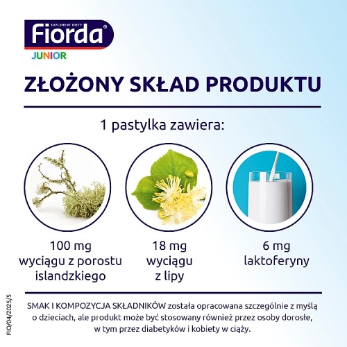 Zdjęcie produktu - 3 Fiorda Junior smak malinowy, 15 pastylek