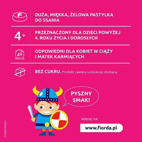 Zdjęcie produktu - 4 Fiorda Junior smak malinowy, 15 pastylek