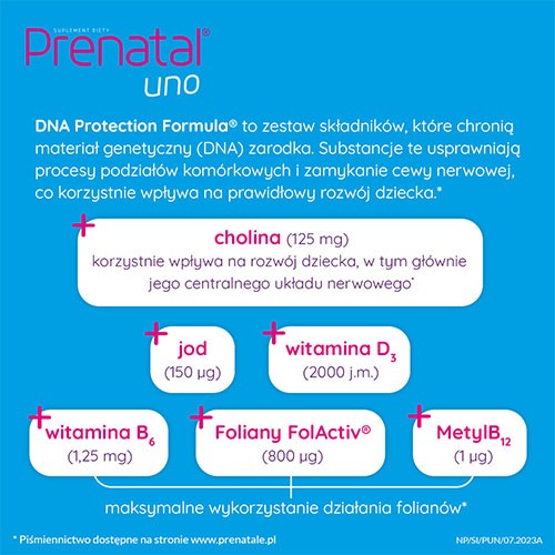 Zdjęcie produktu - 3 Prenatal UNO &ndash; planowanie i 1. trymestr ciąży, 30 kapsułek