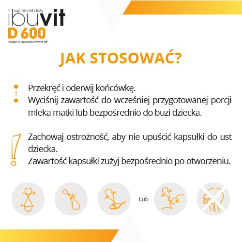 Zdjęcie produktu - 4 Ibuvit D 600 Krople z witaminą D w kapsułkach twist-off 600j.m. - 30 kapsułek 