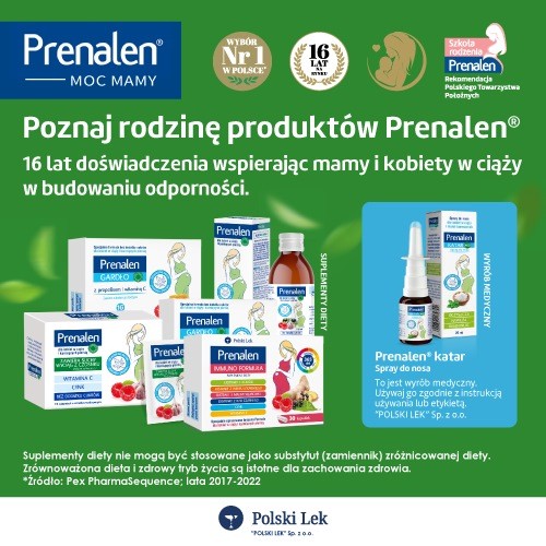 Zdjęcie produktu - 4 Prenalen - preparat wspomagający układ odpornościowy dla kobiet w ciąży i kobiet karmiących podczas przeziębienia, 14 saszetek