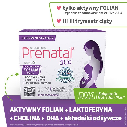 Miniaturka artykułu - #1 Prenatal DUO - witaminy z DHA, laktoferyną i choliną dla kobiet w ciąży (od 13. tygodnia) i karmiących piersią, 60 + 30 kapsułek 