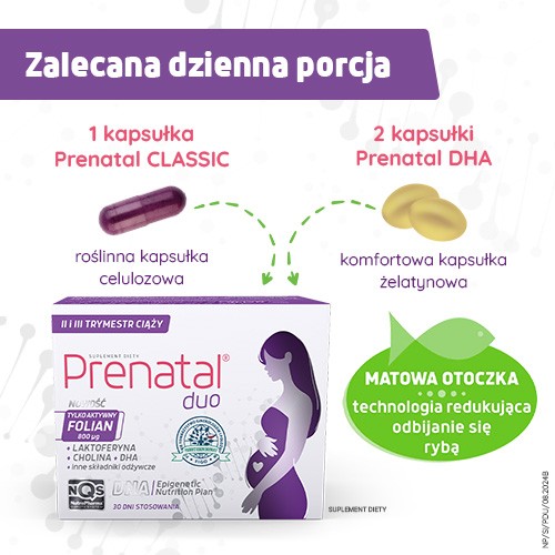 Zdjęcie produktu - 4 Prenatal DUO - witaminy z DHA, laktoferyną i choliną dla kobiet w ciąży (od 13. tygodnia) i karmiących piersią, 60 + 30 kapsułek 