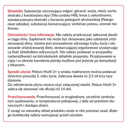 Zdjęcie produktu - 3 Pelavo Multi 3+ Drogi oddechowe i odporność (dawniej przeziębienie i grypa), 120 ml
