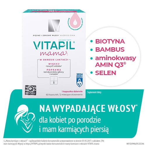 Miniaturka artykułu - #0 VITAPIL&reg; mama &ndash; przy wypadaniu włos&oacute;w po ciąży i podczas karmienia piersią, 60 kapsułek