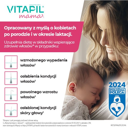 Miniaturka artykułu - #1 VITAPIL&reg; mama &ndash; przy wypadaniu włos&oacute;w po ciąży i podczas karmienia piersią, 60 kapsułek