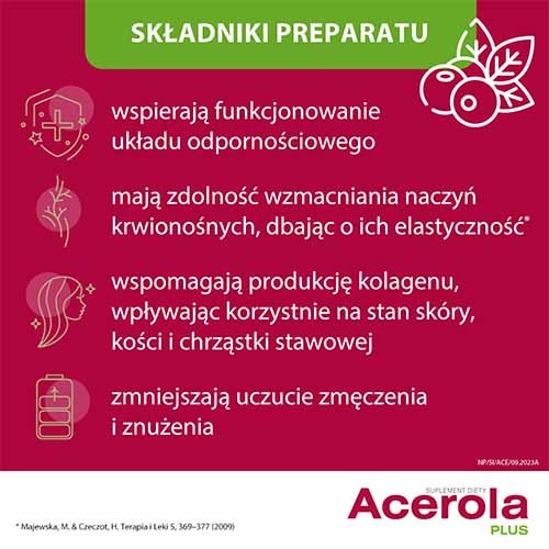 Zdjęcie produktu - 2 Acerola Plus do ssania, 60 tabletek