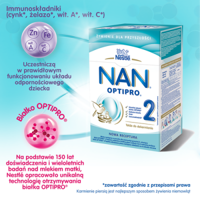 Miniaturka artykułu - #1 NESTLE NAN OPTIPRO 2 Mleko modyfikowane dla niemowląt po 6. miesiącu życia, 800g