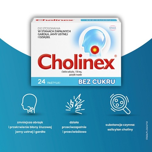 Zdjęcie produktu - 2 Cholinex Bez cukru, 24 pastylki