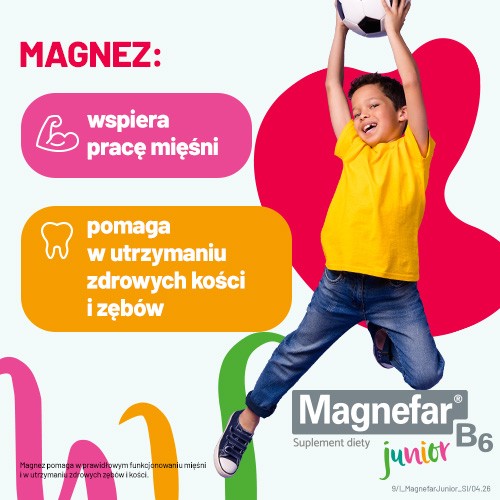 Zdjęcie produktu - 2 Magnefar B6 Junior płyn - 120ml, Uzupełnia niedobory magnezu dla dzieci od 3 roku życia
