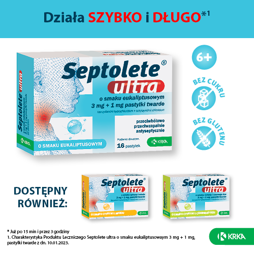 Zdjęcie produktu - 2 Septolete Ultra eukaliptus 3mg+1mg, 16 pastylek do ssania