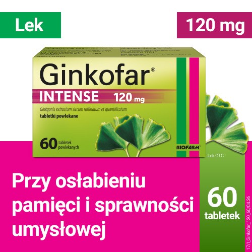 Miniaturka artykułu - #0 Ginkofar Intense 120mg - 60 tabletek