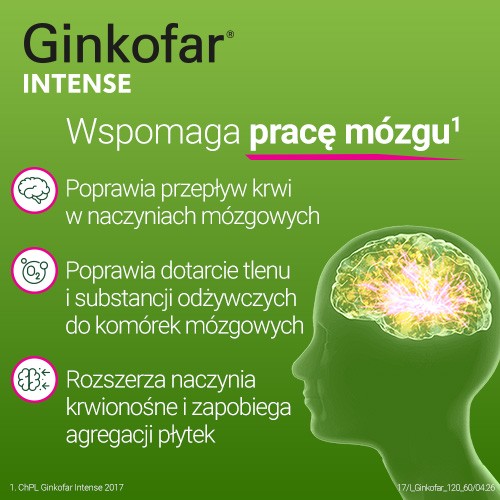 Zdjęcie produktu - 2 Ginkofar Intense 120mg - 60 tabletek