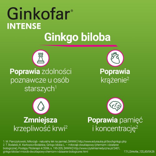 Zdjęcie produktu - 4 Ginkofar Intense 120mg - 60 tabletek