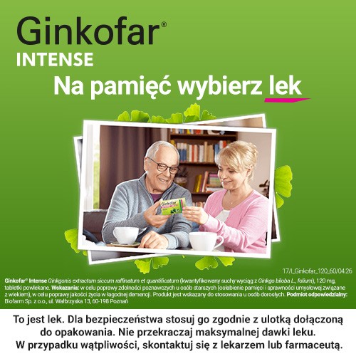 Zdjęcie produktu - 7 Ginkofar Intense 120mg - 60 tabletek