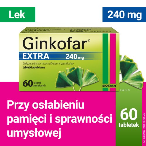 Miniaturka artykułu - #0 Ginkofar Extra 240mg - 60 tabletek