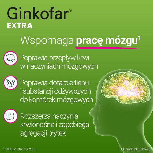 Zdjęcie produktu - 2 Ginkofar Extra 240mg - 60 tabletek