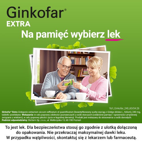 Zdjęcie produktu - 7 Ginkofar Extra 240mg - 60 tabletek