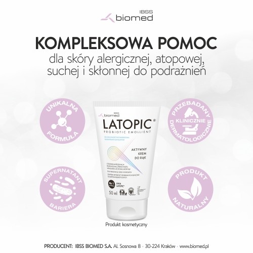 Miniaturka artykułu - #1 LATOPIC Krem do rąk regenerujący, 50 ml