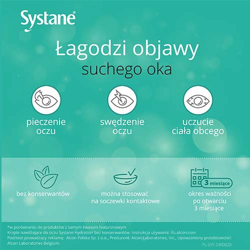 Zdjęcie produktu - 2 Systane Hydration bez konserwant&oacute;w krople do oczu, 10 ml