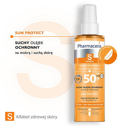 Miniaturka artykułu - #0 PHARMACERIS S SUN PROTECT Suchy olejek ochronny do ciała SPF50+ - 200 ml
