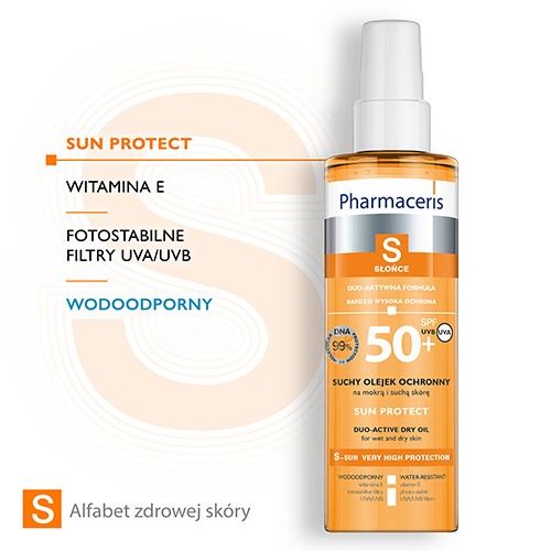 Miniaturka artykułu - #1 PHARMACERIS S SUN PROTECT Suchy olejek ochronny do ciała SPF50+ - 200 ml