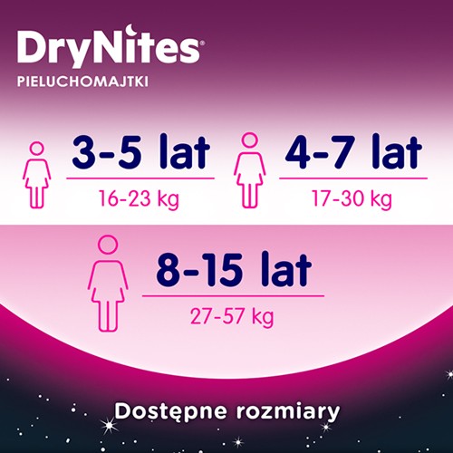 Zdjęcie produktu - 4 HUGGIES DRYNITES GIRLS 4-7 LAT (13-30kg) pieluchomajtki, 10 szt.