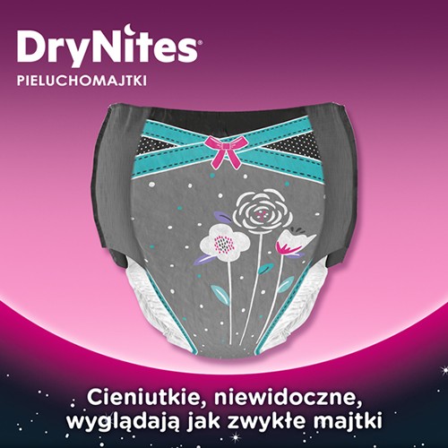 Miniaturka artykułu - #1 HUGGIES DRYNITES GIRLS 8-13 lat (30-48kg) pieluchomajtki, 9 sztuk
