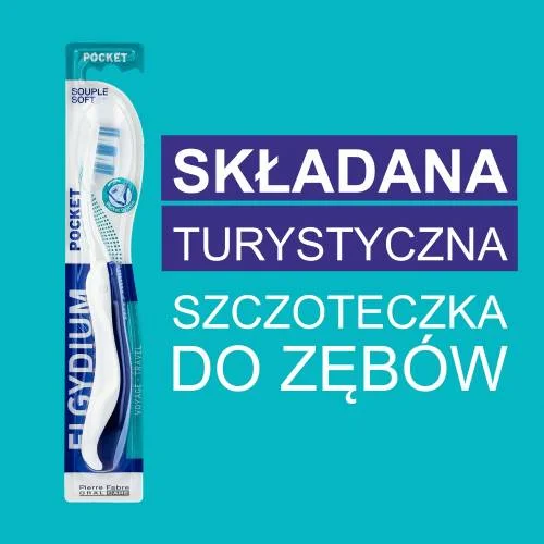 #0 – ELGYDIUM POCKET Składana szczoteczka do zęb&oacute;w Medium - 1 sztuka